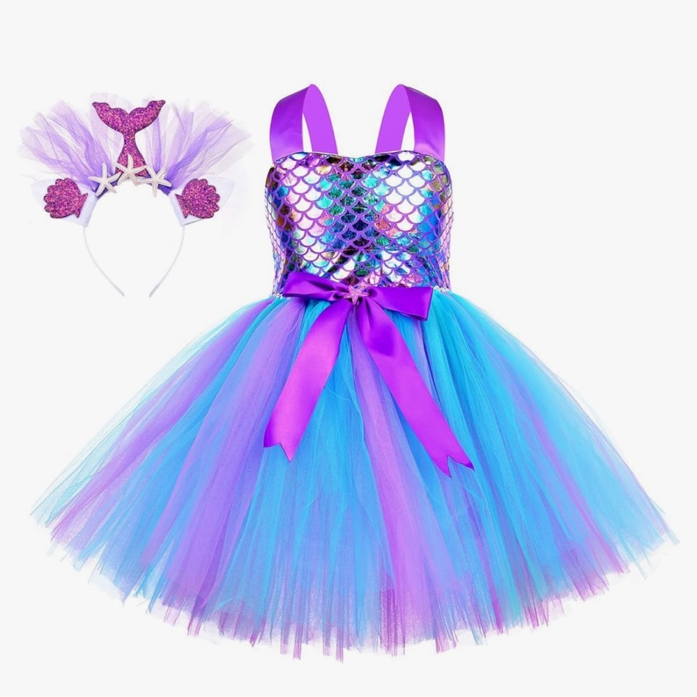 Tutu Dreams Summer 4 Colors Mermaid Dress for Girls with Headband
